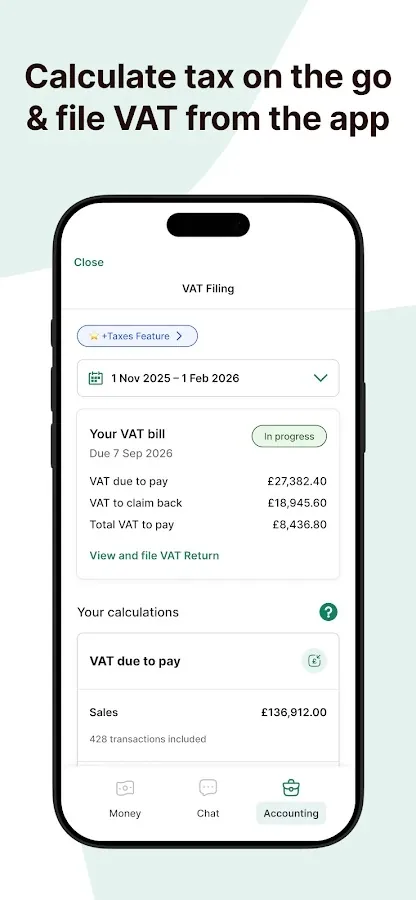 VAT filing screen