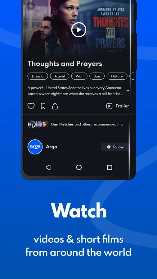 Argo video playback interface